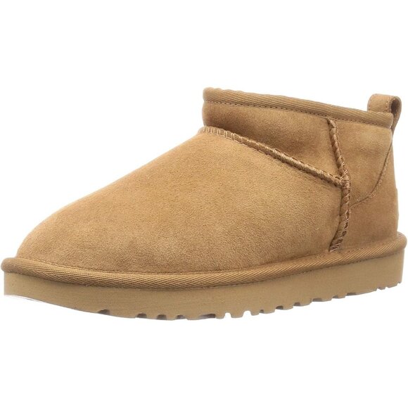 UGG Women's Chestnut Rounded Toe Sheepskin Lining Classic Ultra Mini Boot - Picture 1 of 8